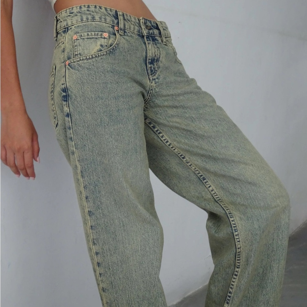Motel Rocks Low Rise Jeans in Sandy Blue Acid